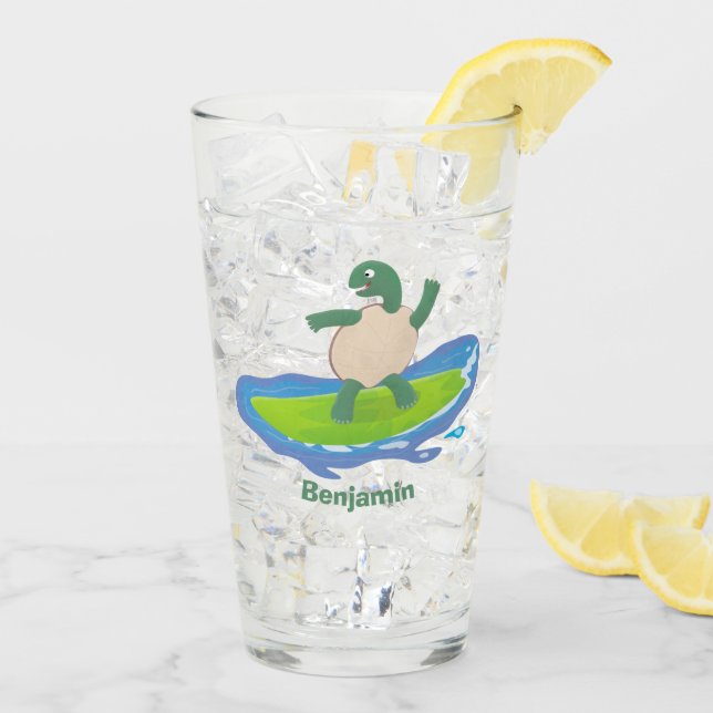 Tecknad för surfande tortoisvåg glaskopp (Bakside Is)