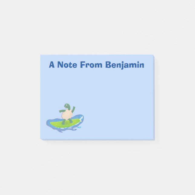 Tecknad för surfande tortoisvåg post-it block (Framsida)