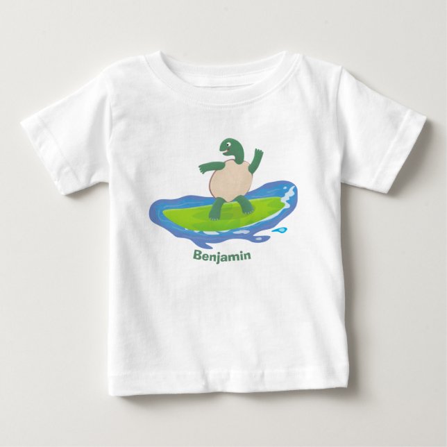 Tecknad för surfande tortoisvåg t shirt (Framsida)