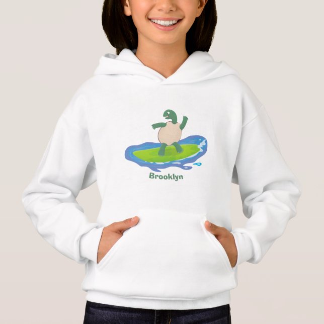 Tecknad för surfande tortoisvåg t shirt (Framsida)