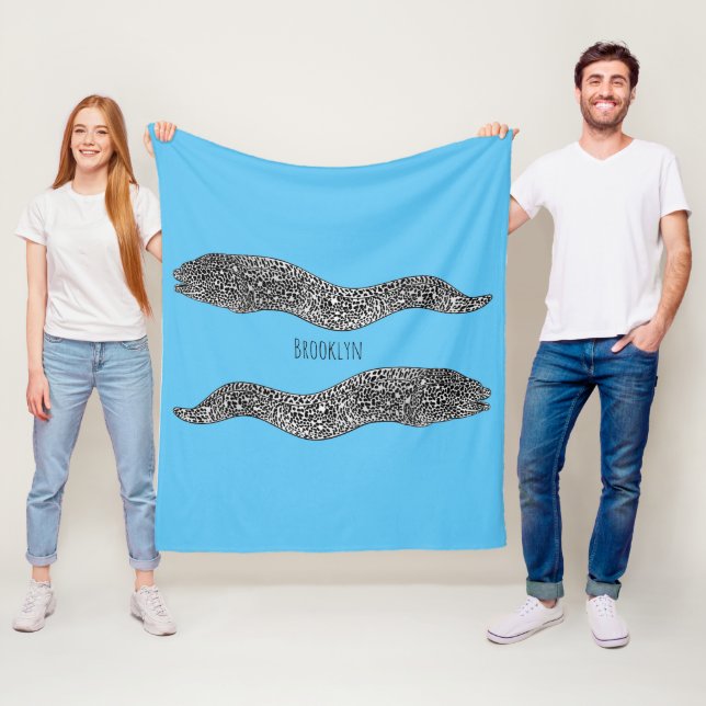 Tecknad för svart fläckig moray fleecefilt (På plats)