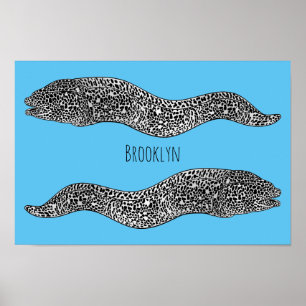 Tecknad för svart fläckig moray poster