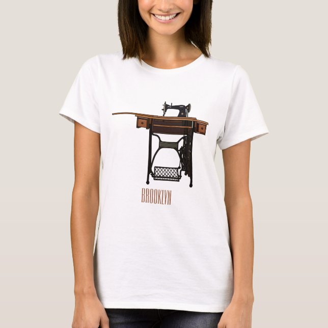 Tecknad för sydd maskin t shirt (Framsida)
