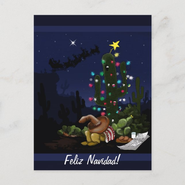 Tecknad för sydvästra julaktus helg vykort (Framsida)