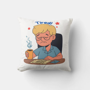 Tecknad för tålmodig Office-arbetare - Lönt kaffe Kudde
