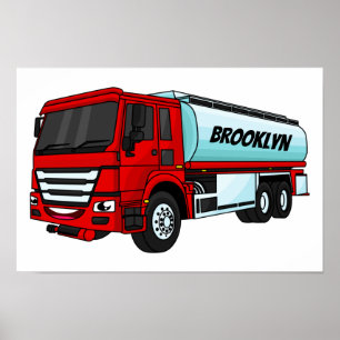 Tecknad för tankerbränsletransport med lastbil poster