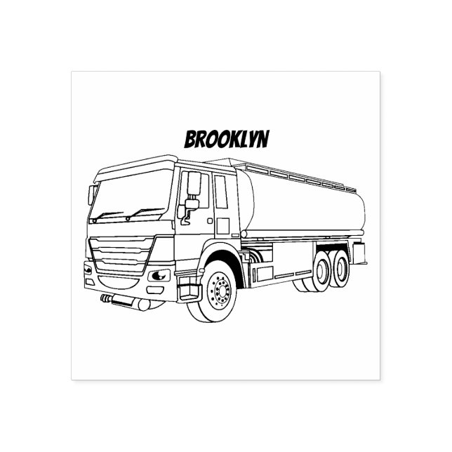 Tecknad för tankerbränsletransport med lastbil stämpel (Tryck)