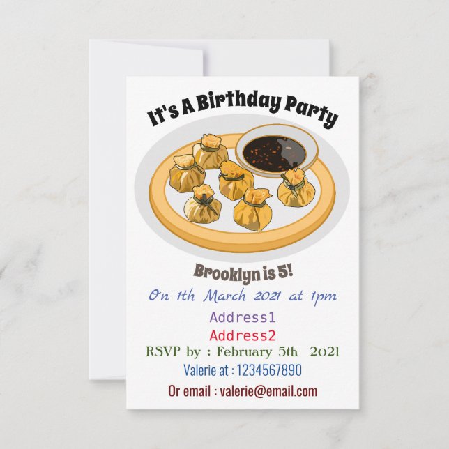 Tecknad för thailändska räkor inbjudningar (Framsida)