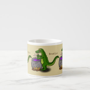 Tecknad för tillagning av grönt alligator espressomugg