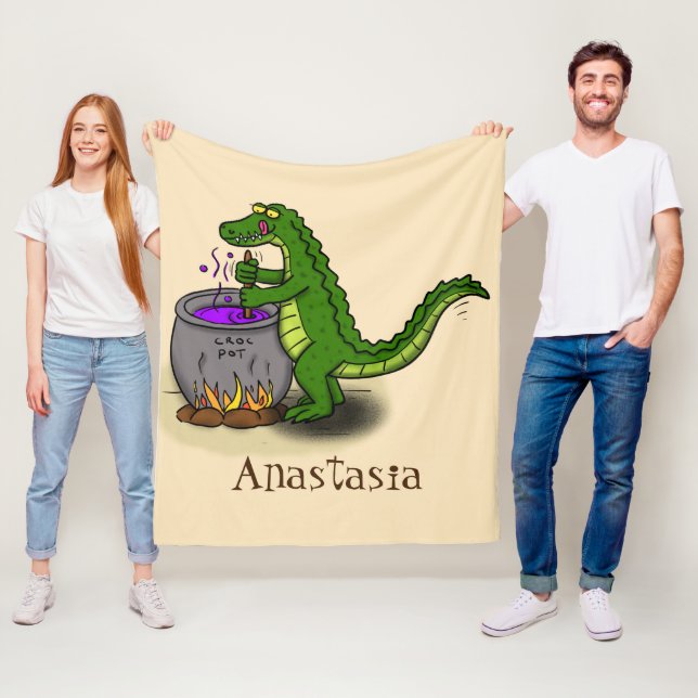 Tecknad för tillagning av grönt alligator fleecefilt (På plats)