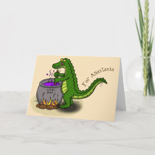 Tecknad för tillagning av grönt alligator kort