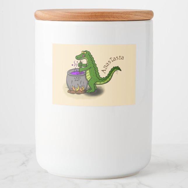 Tecknad för tillagning av grönt alligator mat etiketter (Framsida)