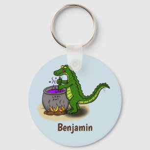 Tecknad för tillagning av grönt alligator nyckelring