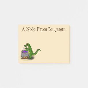 Tecknad för tillagning av grönt alligator post-it block