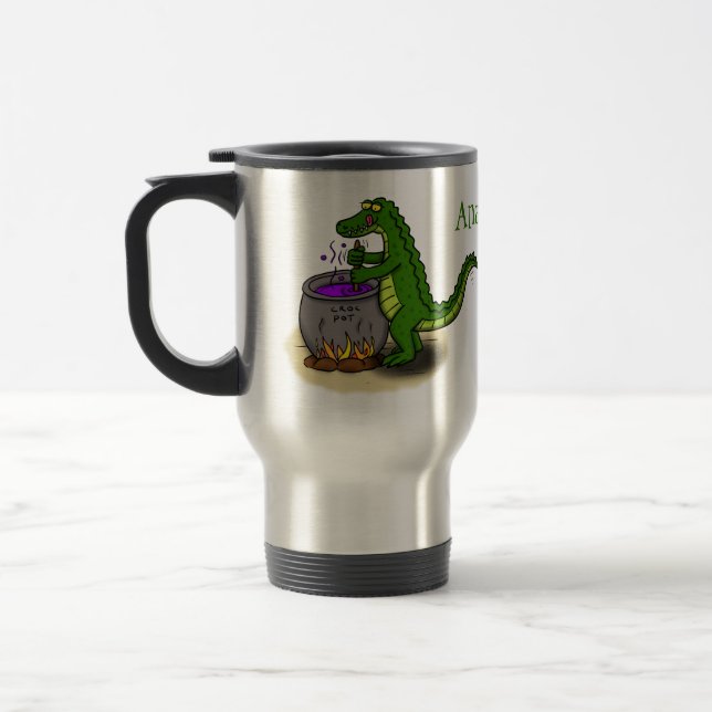 Tecknad för tillagning av grönt alligator resemugg (Vänster)