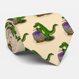 Tecknad för tillagning av grönt alligator slips