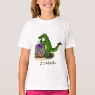 Tecknad för tillagning av grönt alligator t shirt