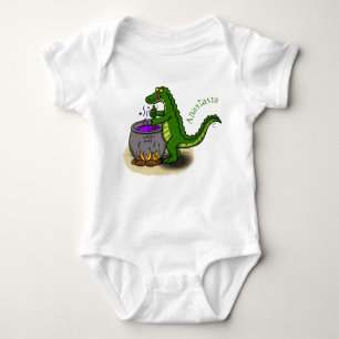 Tecknad för tillagning av grönt alligator t shirt