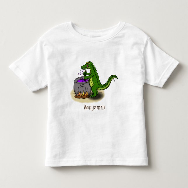 Tecknad för tillagning av grönt alligator t shirt (Framsida)