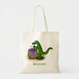 Tecknad för tillagning av grönt alligator tygkasse