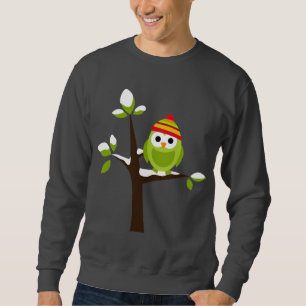 Tecknad för träd för snö för hatt för grönt lång ärmad tröja