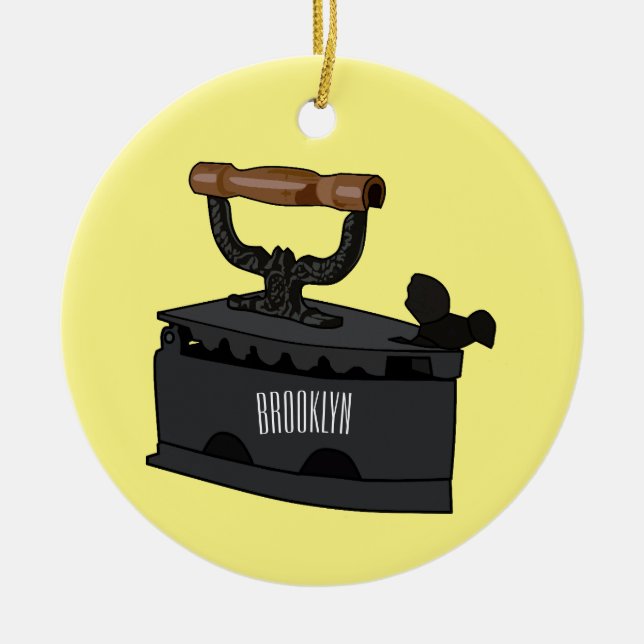 Tecknad för träkol järn julgransprydnad keramik (Framsidan)