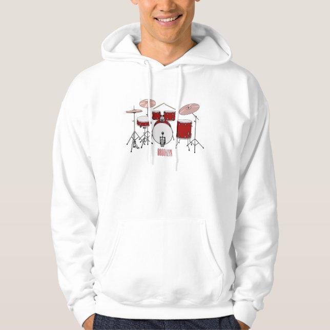Tecknad för trumsats illustration hoodie (Framsida)