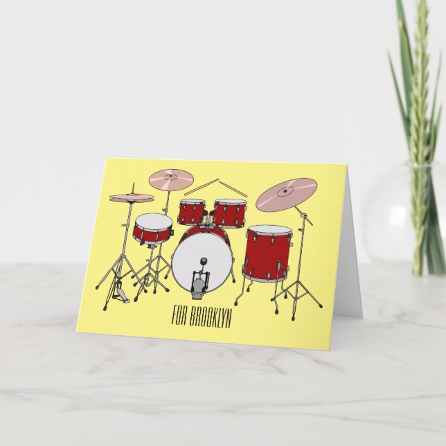 Tecknad för trumsats illustration kort (Framsida)
