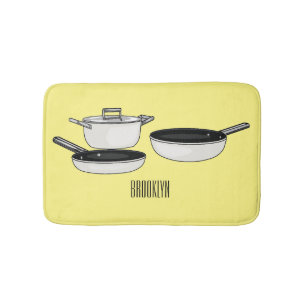 Tecknad för uppsättningar av cookware badrumsmatta