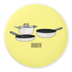 Tecknad för uppsättningar av cookware knopp