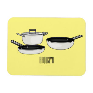 Tecknad för uppsättningar av cookware magnet