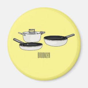 Tecknad för uppsättningar av cookware magnet