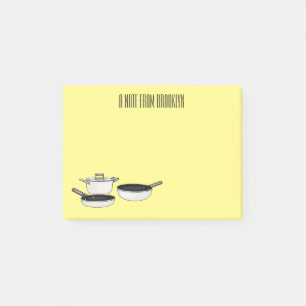 Tecknad för uppsättningar av cookware post-it block