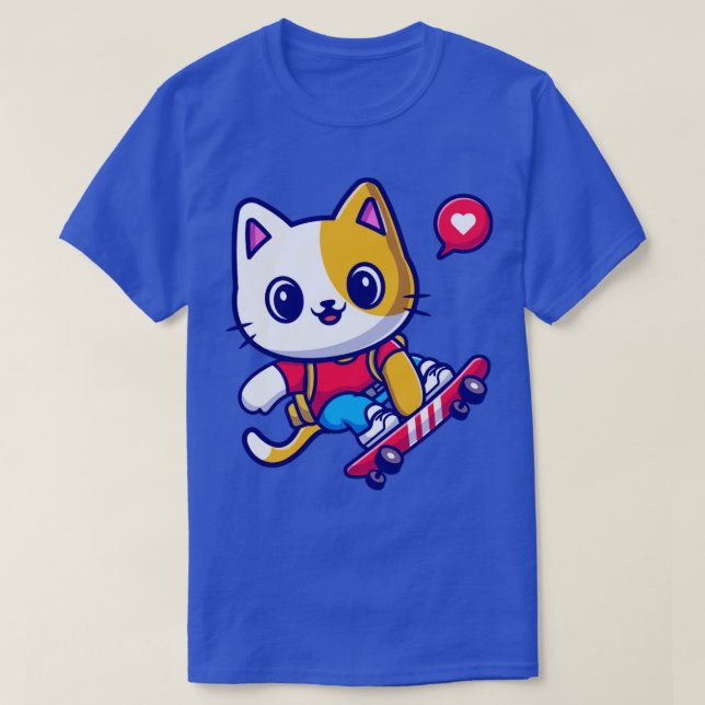 Tecknad för uppspelning av kattbrädor1 t shirt (Design framsida)