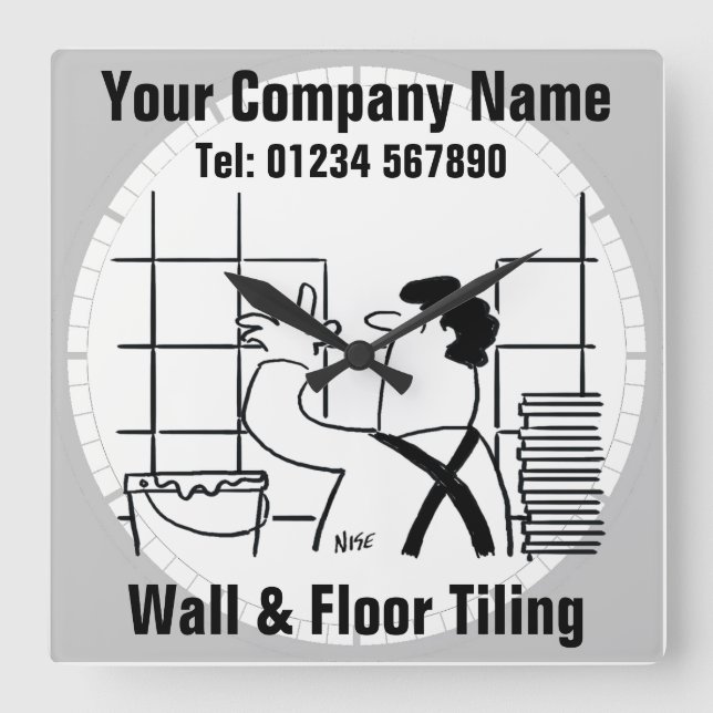 Tecknad för väggutfyllning och Golv Fyrkantig Klocka (Framsida)