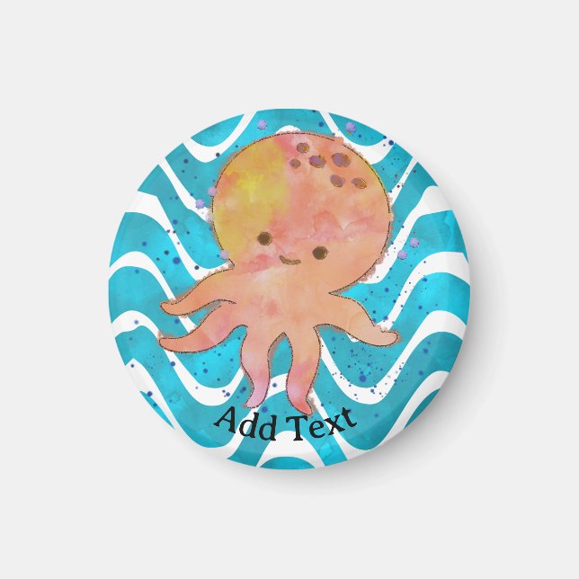 Tecknad för vattenfärg i Cute Octopus Magnet (Framsidan)