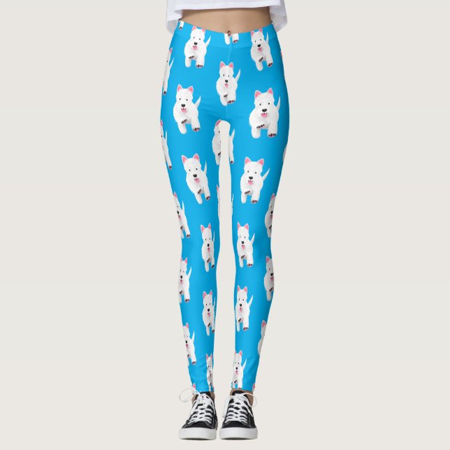 Tecknad för vinterhögland, vit väster leggings (Framsida)