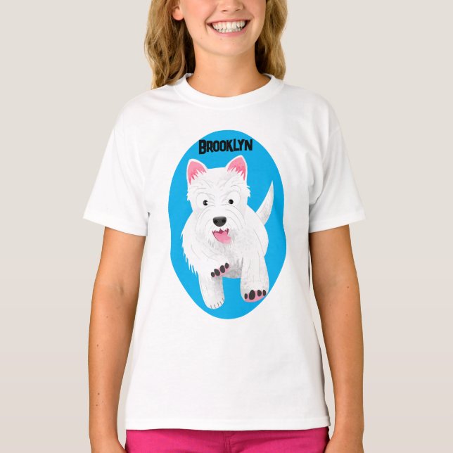 Tecknad för vinterhögland, vit väster t shirt (Framsida)
