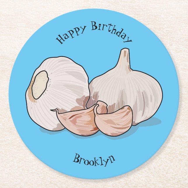 Tecknad för vitlök underlägg papper rund (Framsidan)