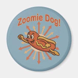 Tecknad för Zoomie Hund Flies Hett Hund - Roligt R Magnet