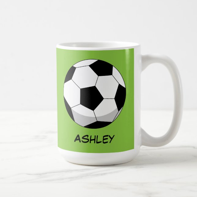 Tecknad Fotboll | Lägg till ditt namn Kaffemugg (Höger)