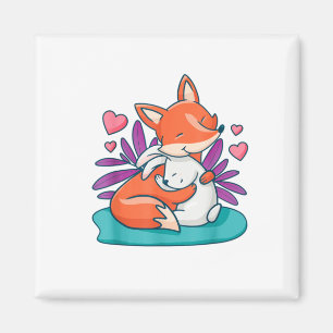 Tecknad Fox Bunny Rabbit Hug Friends Kärlek Påsk A Magnet