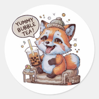 Tecknad Fox: Mysigt, Kawaii Vibes Runt Klistermärke