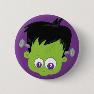 Tecknad Frankenstein Halloween Lila Kul Knapp