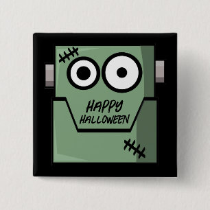 Tecknad Frankensteins monster Halloween Knapp
