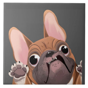 Tecknad Fransk Bulldog Kakelplatta