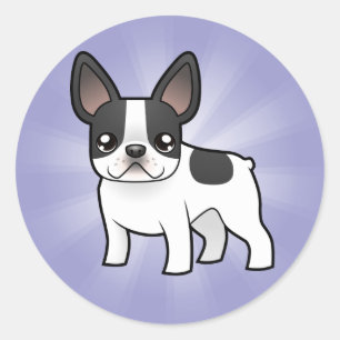 Tecknad Fransk Bulldog Runt Klistermärke