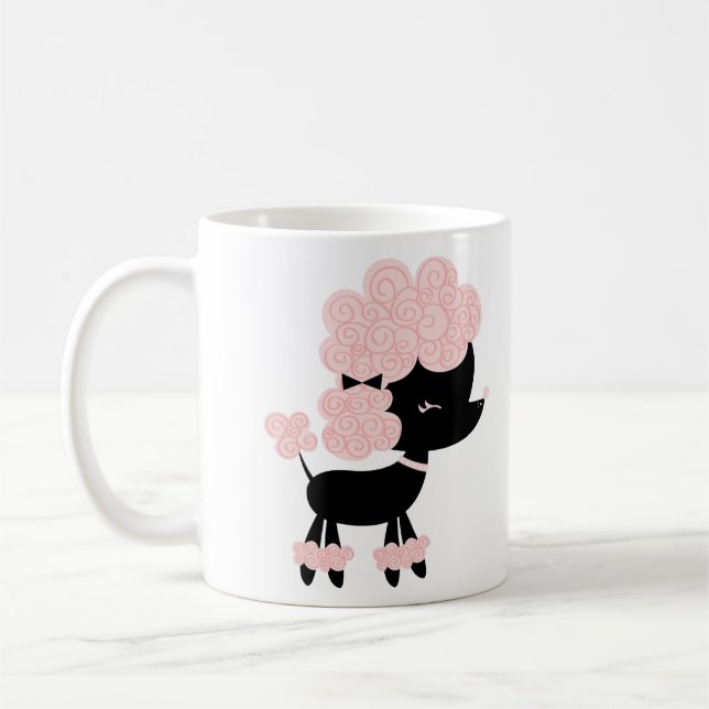 Tecknad fransk pudel kaffemugg (Vänster)