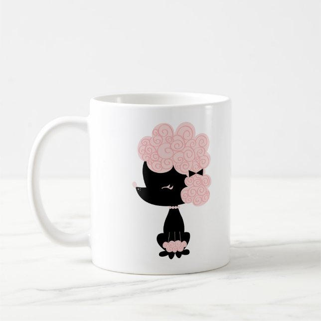 Tecknad fransk pudel kaffemugg (Vänster)