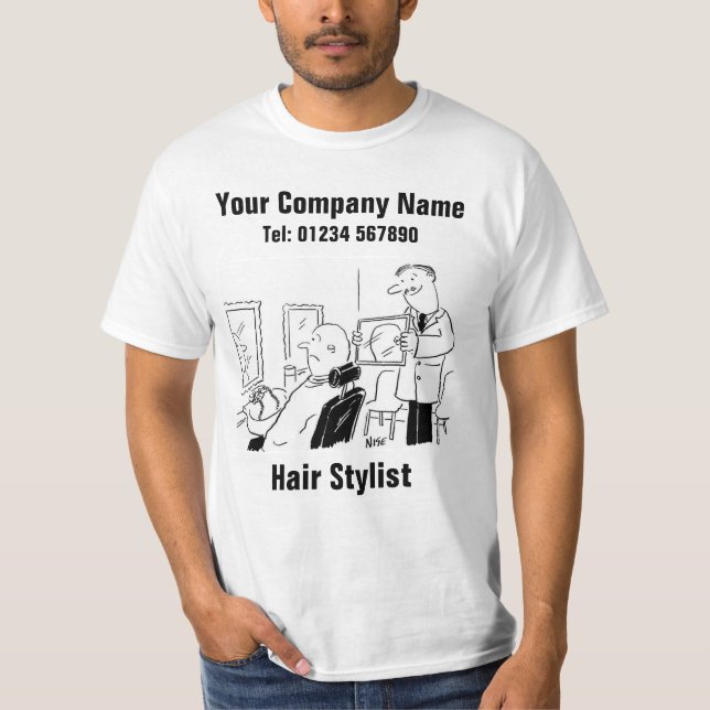 Tecknad frisörstil för personalisering t shirt (Framsida)